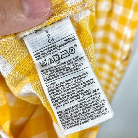 * Old Navy Yellow Gingham Linen Blend Jumpsuit Size S - Picture 8 of 8